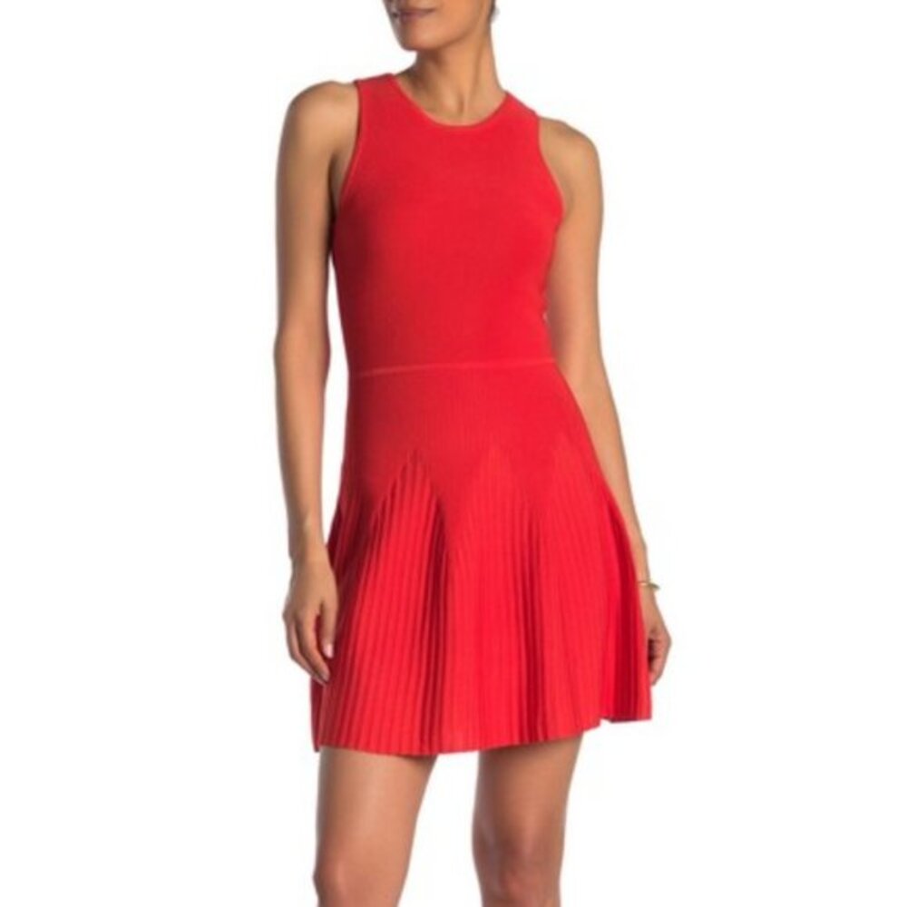 Orange Rachel Rachel Roy Ribbed Textured Fit and Flare Sleeveless Dress (NWT)